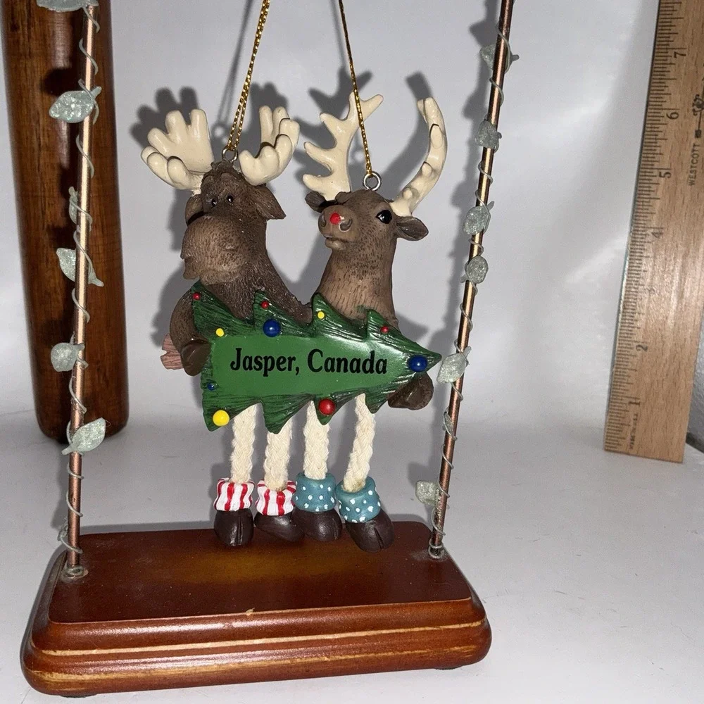 Pair Of Moose From Jasper Canada Hanging Christmas Ornament
